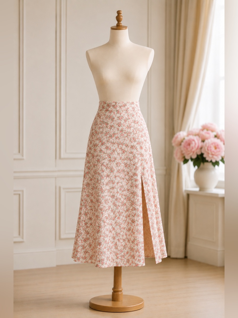 Sezane Tabata Rose Print Skirt